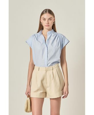 Women's Ric Rac Detailed Short Sleeve Shirt