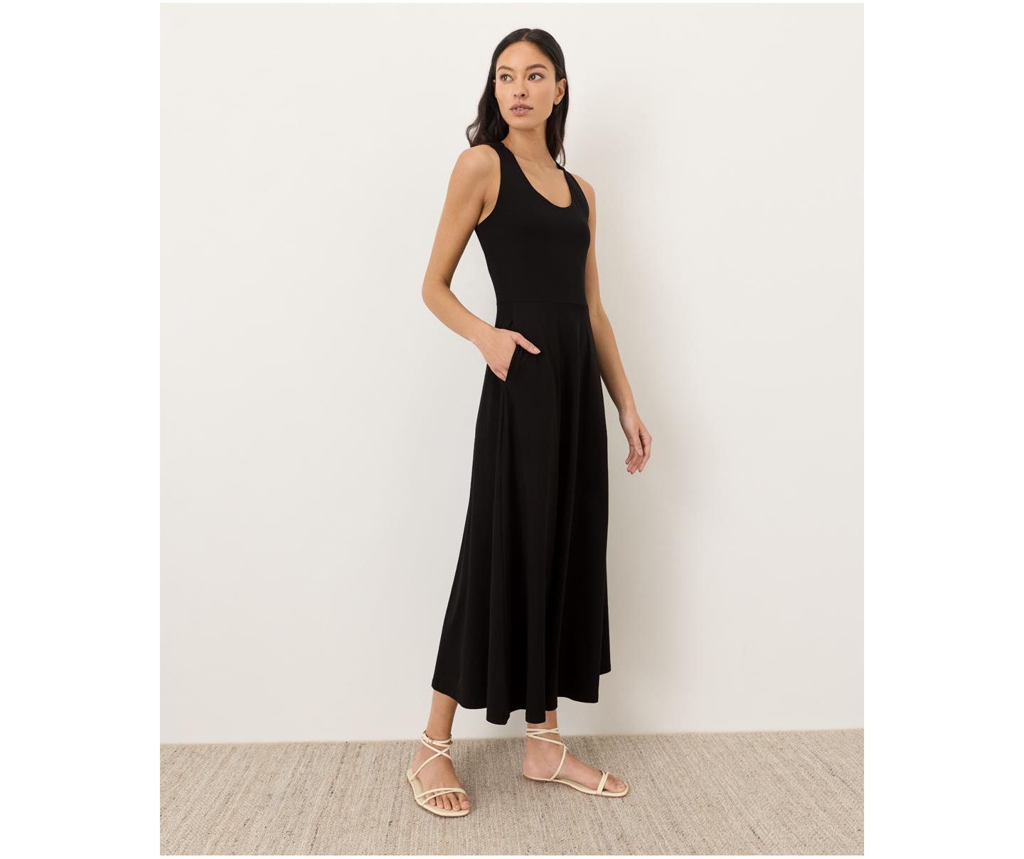 Женское платье Pact Fit and Flare Open Back Maxi Dress Made with Organic Cotton, цвет: Чёрный — фото 3