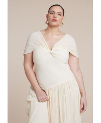 Women's Twist Detail Pleated Chiffon Dress