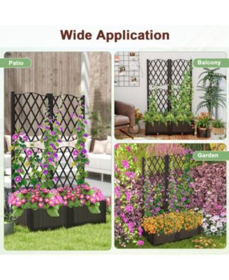 2PCS Raised Garden Bed w/Trellis Planter Box for Climbing Plants 32'' x 16'' x 48''