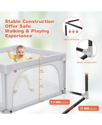 Toddler Playpen Large Safety Play Center Yard w/ 50 Ocean Balls Grey