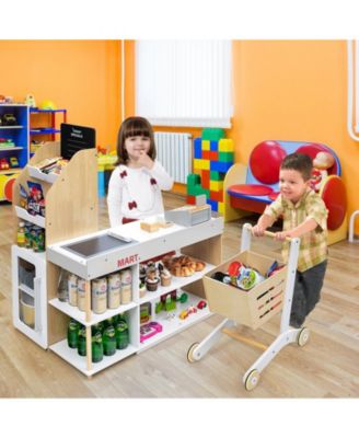 Grocery Store Playset Pretend Play Supermarket Shopping Set with Shopping Cart