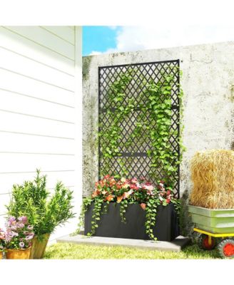 Metal Planter Box with Trellis, Diamond Lattice Privacy Planter