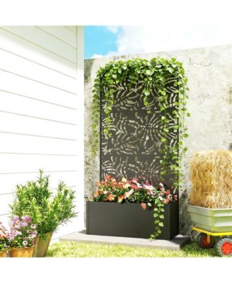 Metal Planter Box with Trellis, 71" Tall Privacy Planter