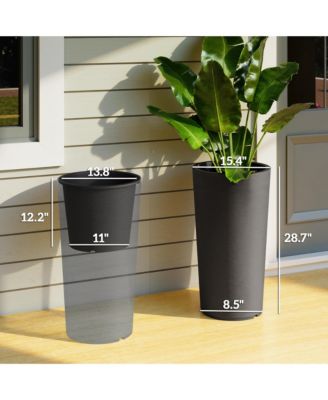 29 Inch Tall Planters, Set of 2 Plastic Flower Pots,