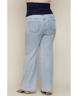 Plus Size Light Blue Basic Wide Leg Jeans