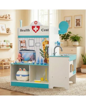 Kids Doctor Play Set with Adjustable Height Bar for Interactive Pretend Play