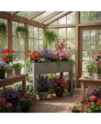 Raised Garden Bed with Legs, Elevated Wooden Planter Box for Outdoor Plants