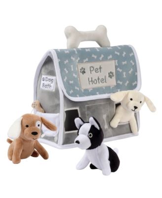 Lambs and Ivy Pet Hotel Interactive Plush Playset Toy w/ 3 Stuffed Animal Dogs