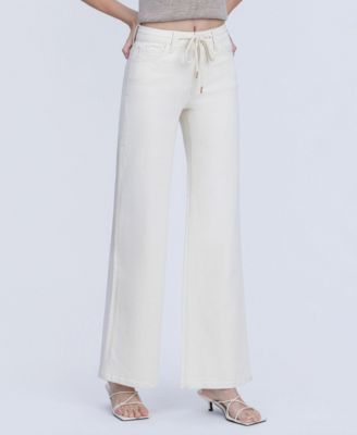 Women's High Rise Drawstring Wide Leg Jeans