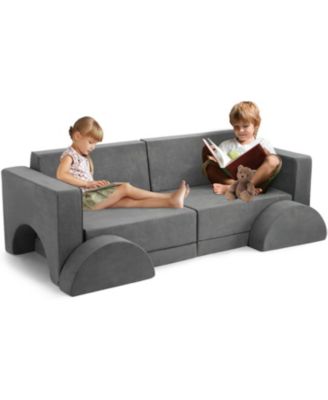 8 Piece Soft Modular Kids Play Couch for Boys and Girls, Child Sectional Fort Building Sofa for Toddlers Playroom Nursery