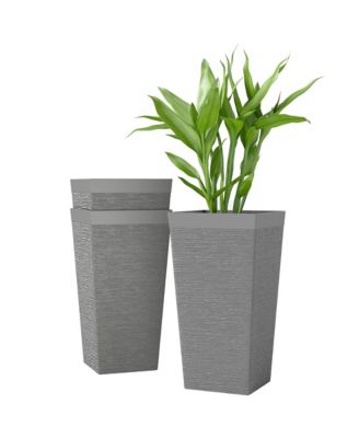 22.8 Inch Tall Planters, Set of 3 Plastic Flower Pots,