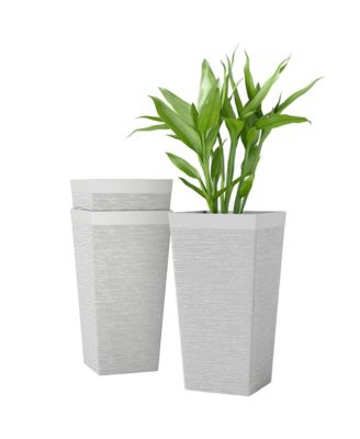 22.8 Inch Tall Planters, Set of 3 Plastic Flower Pots,