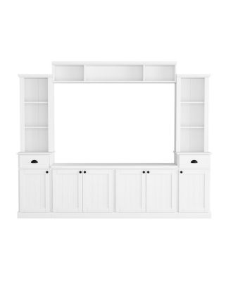 Minimalist Entertainment Wall Unit Set with Bridge for TVs Up to 75
