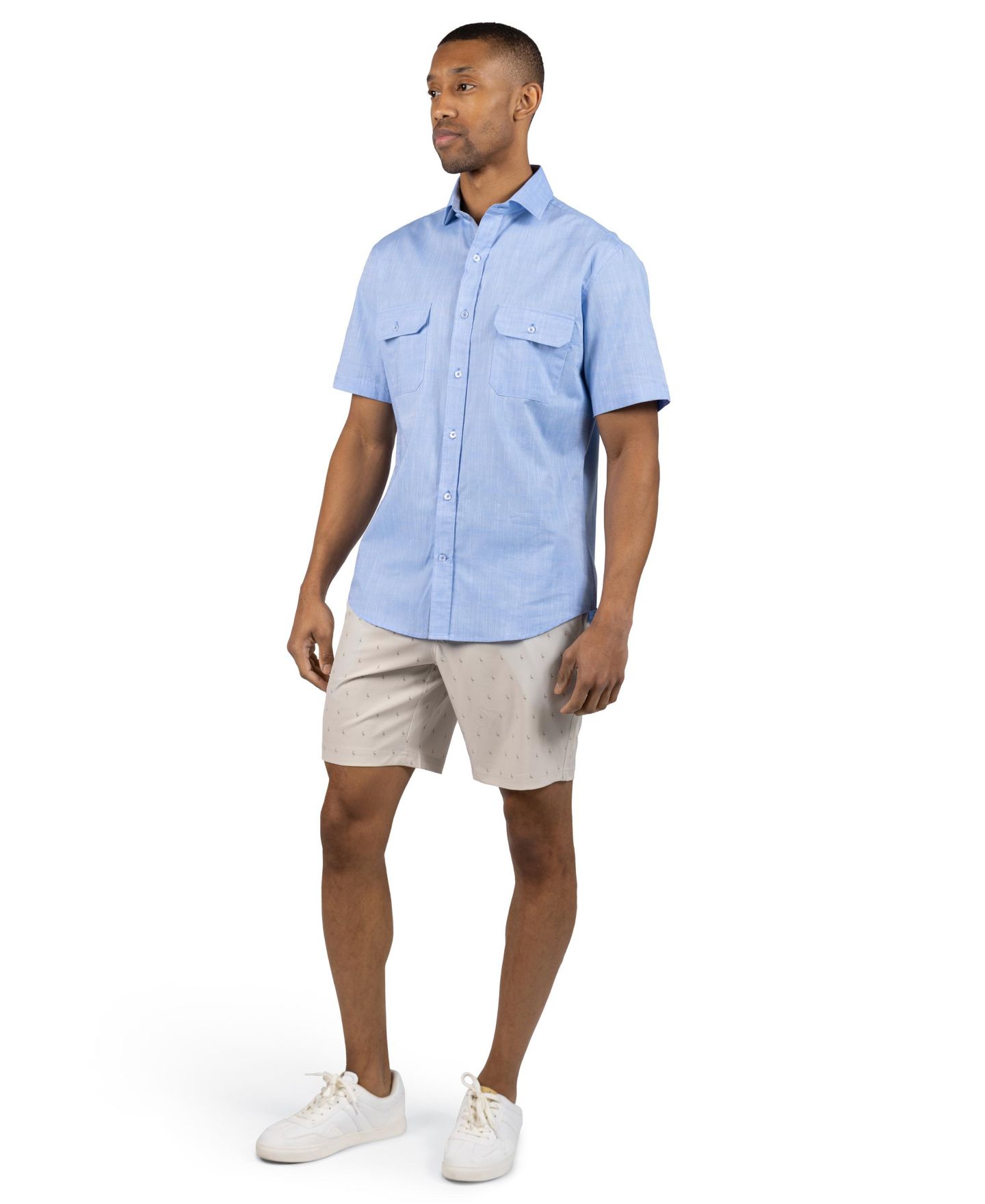 Мужская рубашка Tailorbyrd Signature Chambray Short Sleeve, цвет: Синий — фото 3