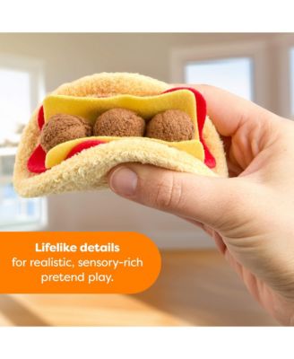 Creative Play Meal Kit Playset: Play Food for Kids Kitchen with Wooden and Fabric Ingredients and Recipe Cards, 80+ Toy Kitchen Accessories for 3