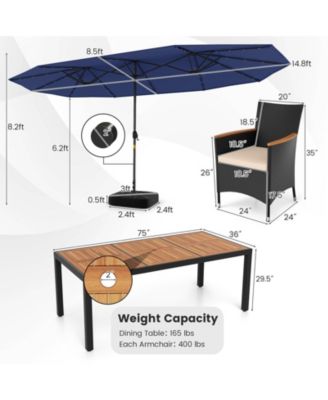  Patio Dining Set Double-Sided Patio Umbrella (Base Included)