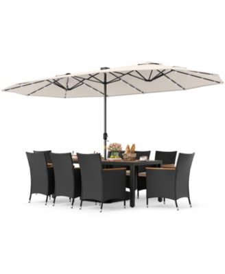  Patio Dining Set Double-Sided Patio Umbrella (Base Included)