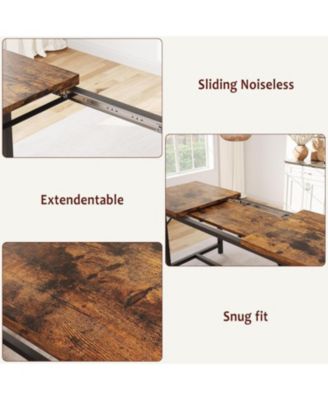 3-Piece 63" Extendable Rectangular Dining Table Set with 2 Upholstered Benches