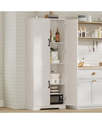 Tall Kitchen Pantry Cabinet, 60 in Storage Cabinet with 2 Doors and Adjustable Shelves, Freestanding Large Utility Storage Cupboard