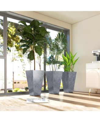 28" Tall Planters, Set of 3 Tape Outdoor Planters,