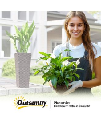 Set of 2 Tall Planters for Outdoor Plants