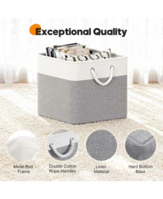 6-Pack Collapsible Fabric Storage Bins, 13" Cube Baskets with Rope Handles and Reinforced Base
