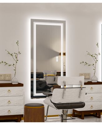 72x35.4 inch Large Size Lighted Smart Bathroom Mirror 3 LightsColors Front and Backlit Anti-fog Memory
