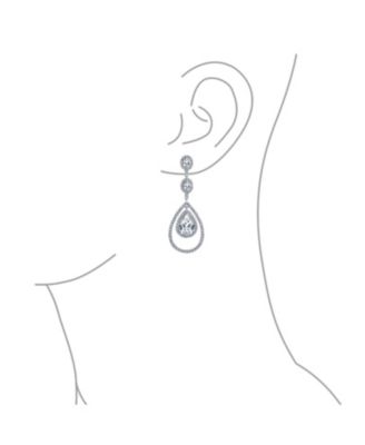 Cocktail Cubic Zirconia Double Halo Large Teardrop CZ Statement Chandelier Earrings
