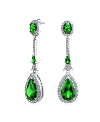 Art Deco Style Dangle Cubic Zirconia Halo CZ Teardrop Statement Chandelier Earrings