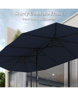 Large Double Sided Umbrella Outdoor Patio Umbrella with Base and Sand Bag