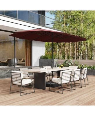 Large Double Sided Umbrella Outdoor Patio Umbrella with Base and Sand Bag