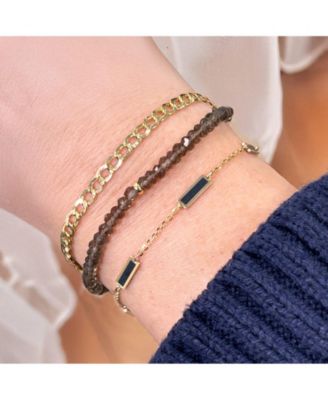 Smoky Quartz Bead Bracelet 14K Gold