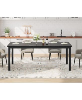 79" Industrial Kitchen Table with Metal Legs for 6, Waterproof Surface, Easy Assembly