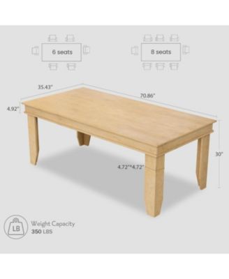 71 in Long Natural Color Kitchen Tables with Wooden Sturdy Frame, 6 ft Large Rectangular Dinner Table for Living Room, Kitchen, Dining Room