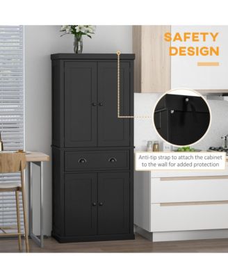 72.5" Kitchen Pantry Cabinet with 4 Doors, Drawer