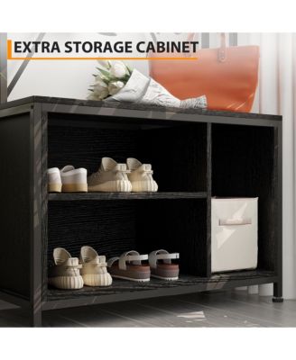 Freestanding Hall Tree with Coat Rack, Bench and Shoe Storage
