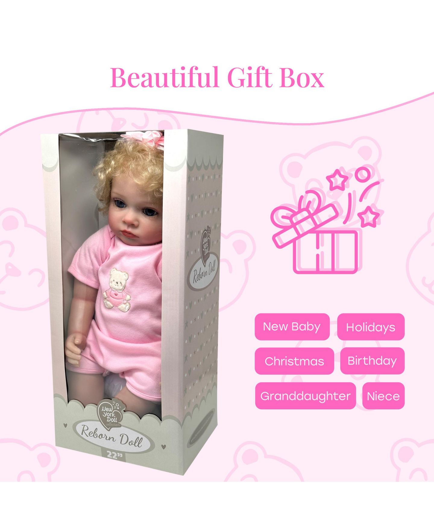 Детская кукла The New York Doll Collection 22" Baby Doll with Lifelike Facial Details, Ages 3+ — фото 2