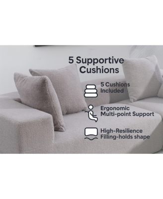 Modern Gray Fabric Sofa with Plush Cushions and Pet-Friendly Design