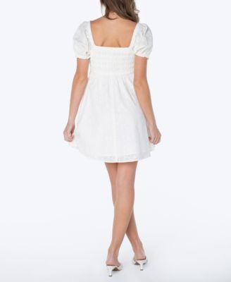 Juniors' Cotton Eyelet Babydoll Dress