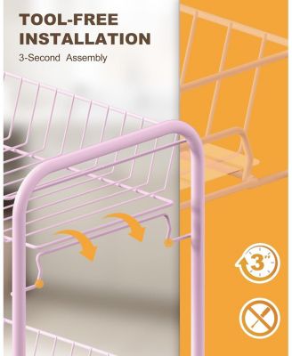 4 Tier Rolling Cart with 360degree(s)Wheels, Snack Cart, Removable Wire Baskets