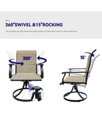 2-Piece Outdoor Swivel Dining Chairs, 360° Rotating with Ergonomic Armrests, Textilene All-Weather Patio Chairs