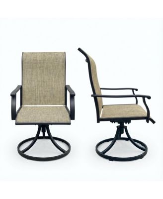 2-Piece Outdoor Swivel Dining Chairs, 360° Rotating with Ergonomic Armrests, Textilene All-Weather Patio Chairs