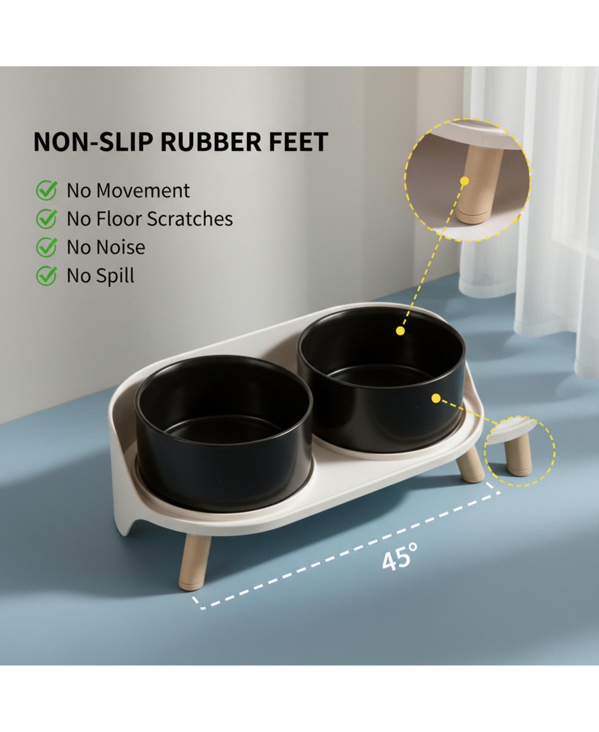 Aronkl Elevated Ceramic Dog Bowl Set with Stand Splash Proof Raised Dishes for Food Water Ideal Small Medium Dogs