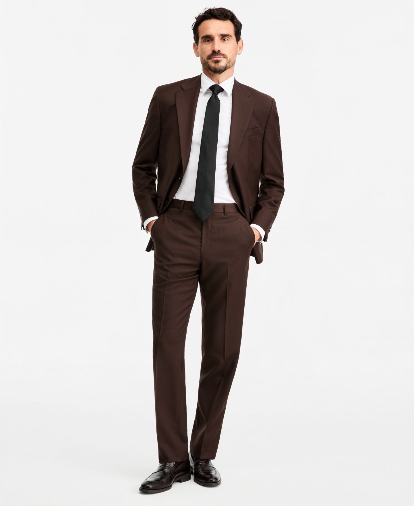 Мужские комплекты Michael Kors Classic-Fit Wool-Blend Suit Separates, цвет: Коричневый — фото 3