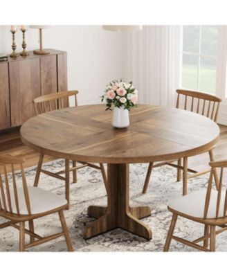 47" Round Dining Table – Sturdy Wood Top, Stable Base, Farmhouse Style, Kitchen, Living Room