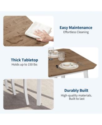 5-Piece Modern Wooden Dining Table Set with 4 Wooden Seat Chairs