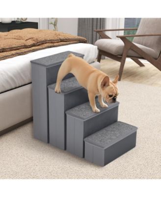 4-Step Dog Stairs w/Adjustable Steps for High Beds Sofas for Small and Medium Dogs