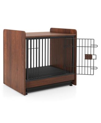 Dog Cage Furniture w/Removable Tray and Lockable Door Adjustable Foot Pads