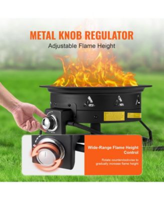 19-Inch Propane Fire Pit with Cover and Lava Rocks, 58,000 BTU, Adjustable Flame